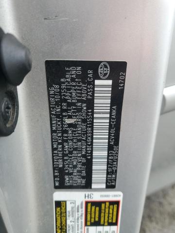 4T4BE46K89R115544 - 2009 TOYOTA CAMRY BASE Srebrny zdjęcie 13