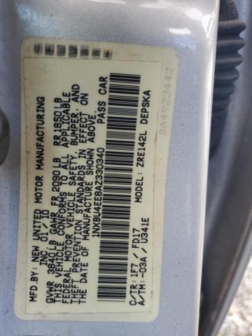 1NXBU4EE8AZ330340 - 2010 TOYOTA COROLLA BASE Gümüş foto 12