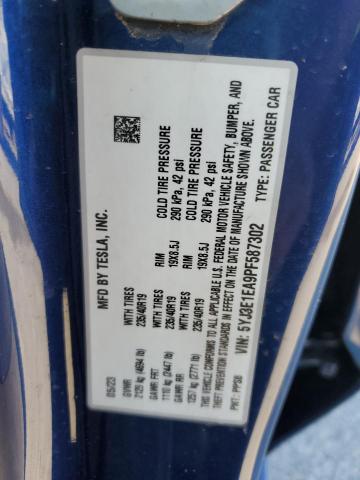 5YJ3E1EA9PF587302 - 2023 TESLA MODEL 3 Niebieski zdjęcie 12