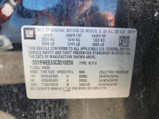 3GYFNEE33CS510250 - 2012 CADILLAC SRX PERFORMANCE COLLECTION أسود صورة 13