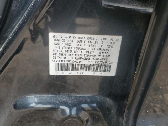 JHMGE8H22AC003341 - 2010 HONDA FIT 黑色 照片 12