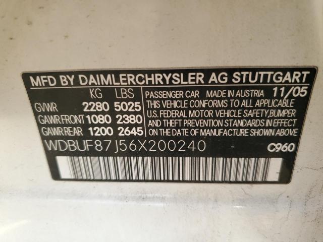 WDBUF87J56X200240 - 2006 MERCEDES-BENZ E 350 4MATIC WHITE photo 12