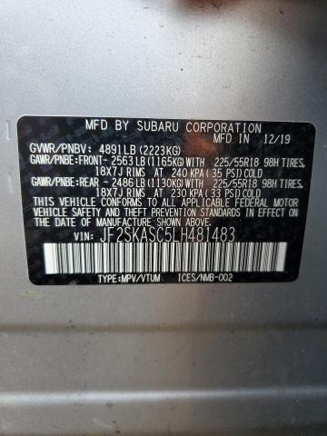JF2SKASC5LH481483 - 2020 SUBARU FORESTER LIMITED SILVER photo 13