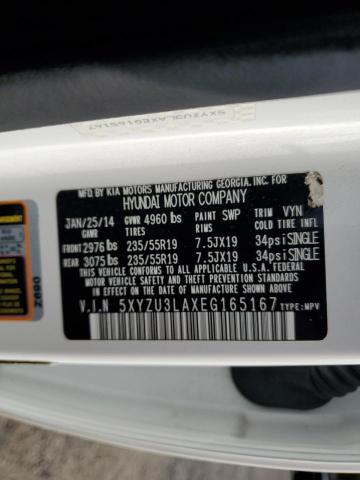 5XYZU3LAXEG165167 - 2014 HYUNDAI SANTA FE S WHITE photo 13