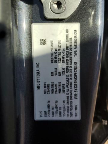 5YJ3E1EA3PF428498 - 2023 TESLA MODEL 3 გრაფიტი ფოტო 12