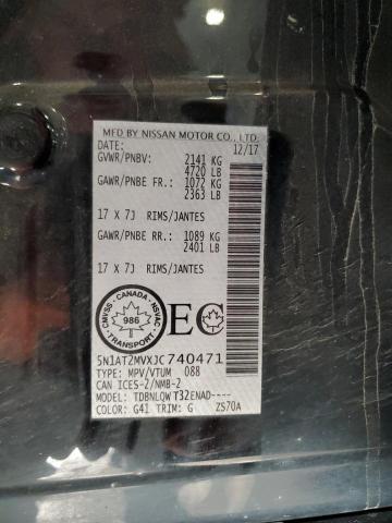 5N1AT2MVXJC740471 - 2018 NISSAN ROGUE S შავი ფოტო 13
