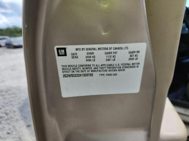 2G2WS522241308768 - 2004 PONTIAC GRAND PRIX GT2 BEIGE photo 12