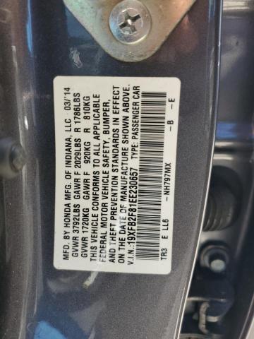 19XFB2F81EE230657 - 2014 HONDA CIVIC EX ნაცრისფერი ფოტო 13