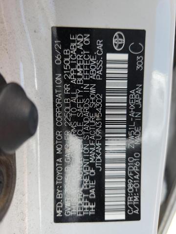 JTDKAMFU9N3154302 - 2022 TOYOTA PRIUS NIGHT SHADE Սպիտակ լուսանկար 12