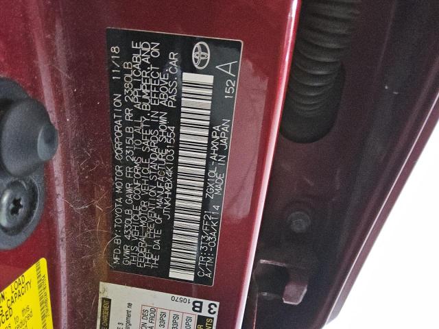 JTNKHMBX4K1031554 - 2019 TOYOTA C-HR XLE Կարմիր լուսանկար 12