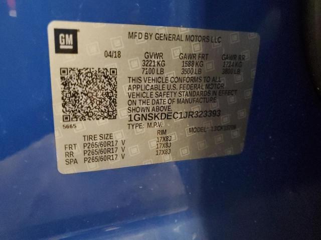 1GNSKDEC1JR323393 - 2018 CHEVROLET TAHOE POLICE Bleu photo 13