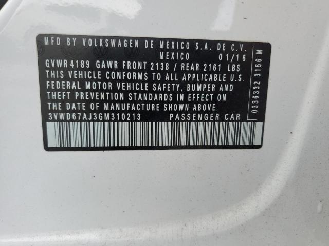 3VWD67AJ3GM310213 - 2016 VOLKSWAGEN JETTA SE Weiß Foto 12