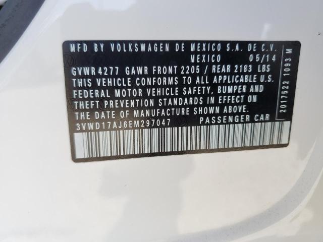 3VWD17AJ6EM297047 - 2014 VOLKSWAGEN JETTA SE თეთრი ფოტო 12