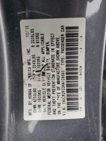 1HGCR2F33HA128983 - 2017 HONDA ACCORD LX Сұр фото 13