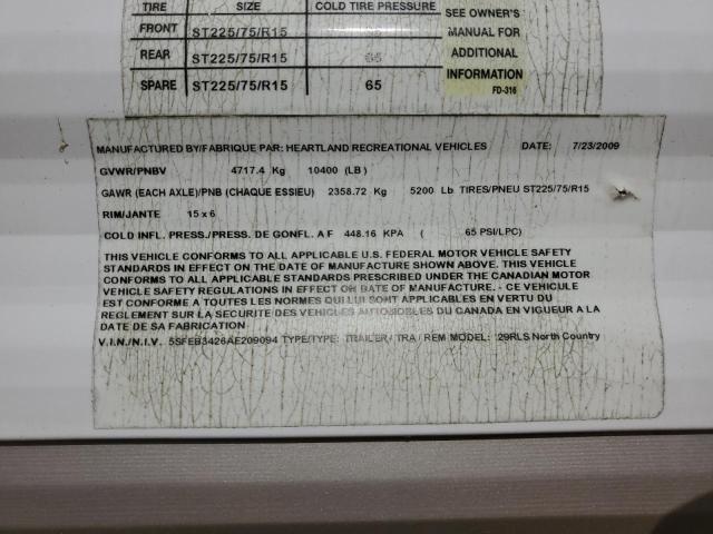 5SFEB3426AE209094 - 2010 HEARTLAND NORTH COUNTRY Blanc photo 10