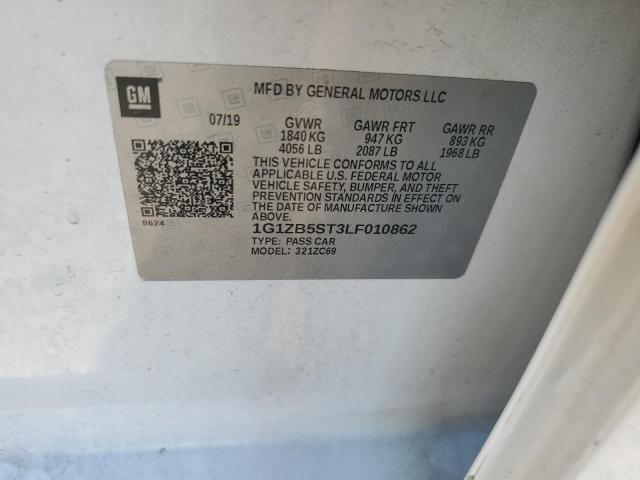 1G1ZB5ST3LF010862 - 2020 CHEVROLET MALIBU LS Սպիտակ լուսանկար 12