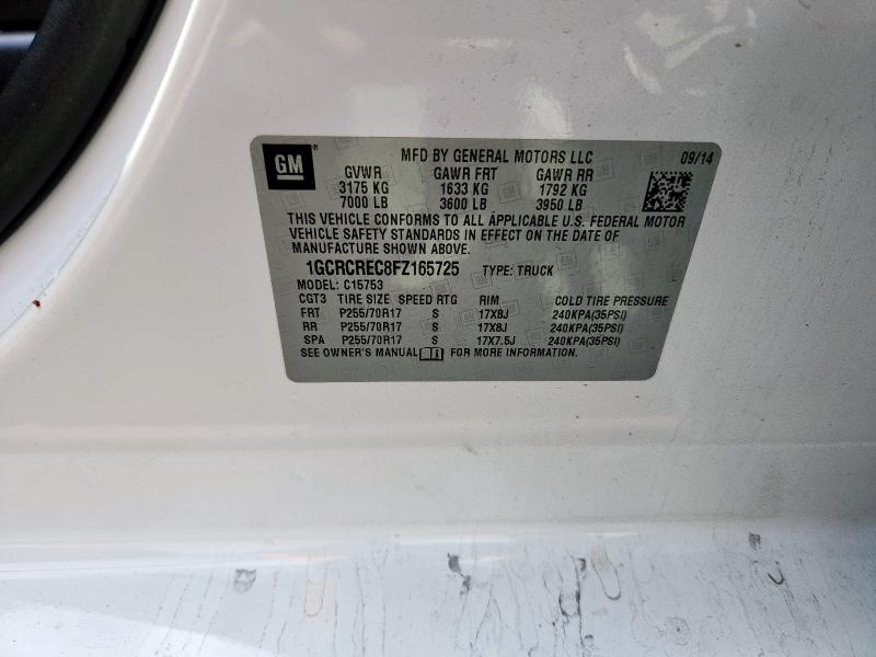 1GCRCREC8FZ165725 - 2015 CHEVROLET SILVERADO C1500 LT Ağ foto 12