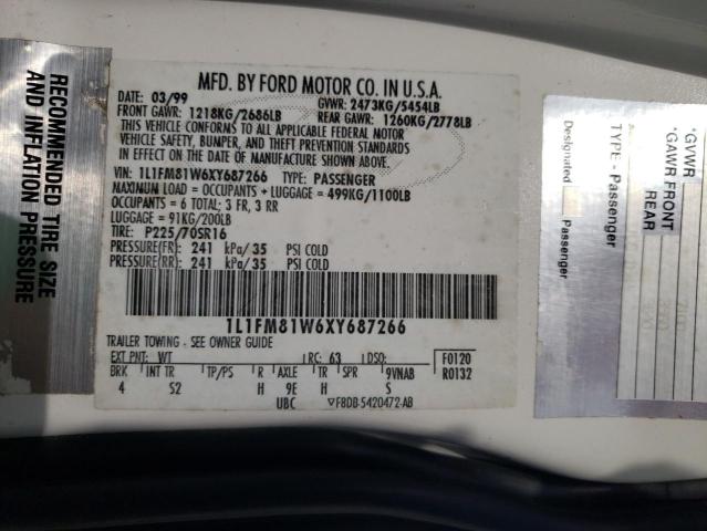 1L1FM81W6XY687266 - 1999 LINCOLN TOWN CAR EXECUTIVE Weiß Foto 12