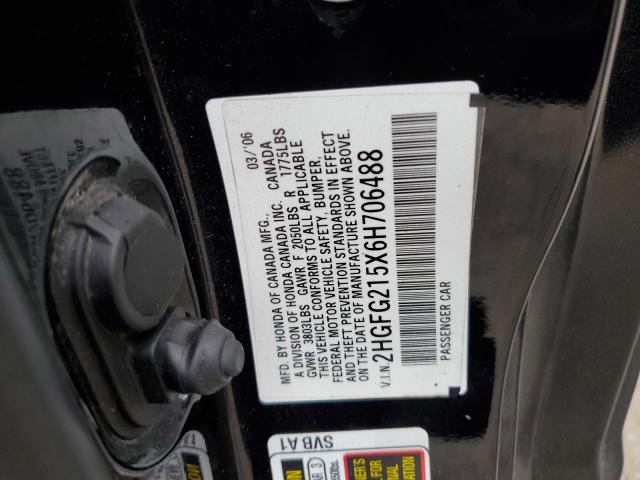 2HGFG215X6H706488 - 2006 HONDA CIVIC SI BLACK photo 12