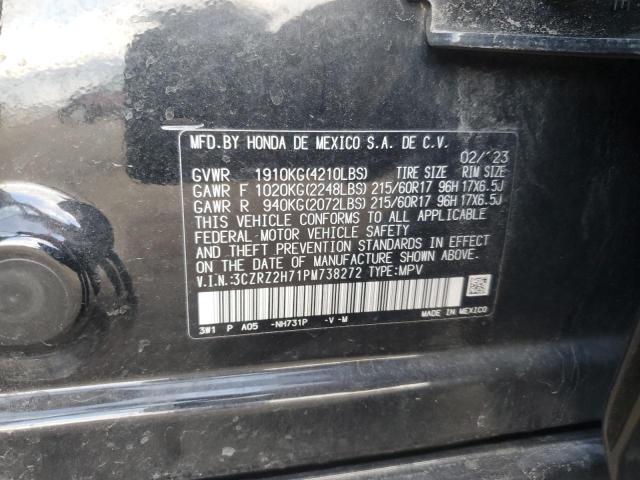 3CZRZ2H71PM738272 - 2023 HONDA HR-V EXL BLACK photo 12
