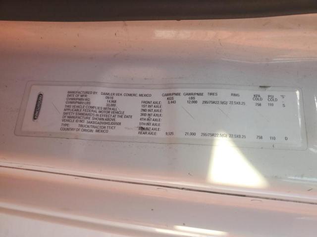 3AKBGADV0HSJD0508 - 2017 FREIGHTLINER CASCADIA 1 Weiß Foto 10