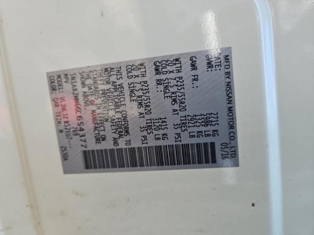 5N1AR2MM6GC654377 - 2016 NISSAN PATHFINDER S 白色 照片 10