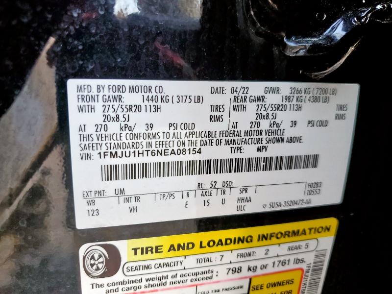 1FMJU1HT6NEA08154 - 2022 FORD EXPEDITION XLT BLACK photo 13