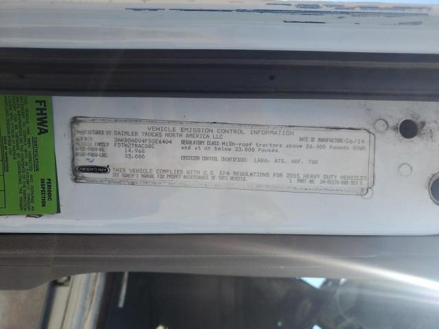 3AKBGADV4FSGE6404 - 2015 FREIGHTLINER CASCADIA თეთრი ფოტო 10