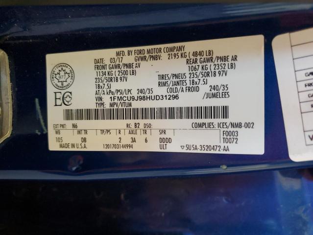 1FMCU9J98HUD31296 - 2017 FORD ESCAPE TITANIUM 蓝色 照片 14