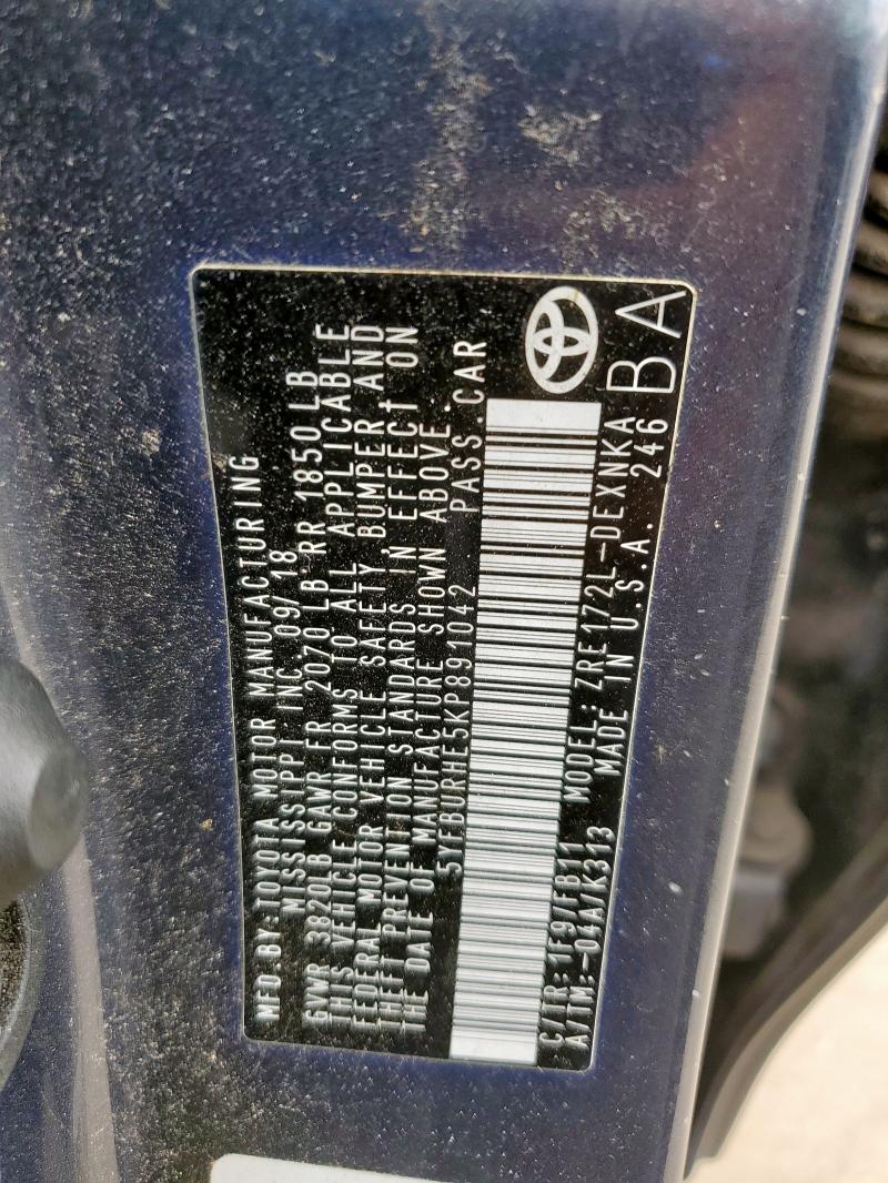 5YFBURHE5KP891042 - 2019 TOYOTA COROLLA L 石墨色 照片 12