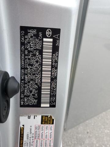 JTDKN3DU7A0172049 - 2010 TOYOTA PRIUS ვერცხლისფერი ფოტო 13