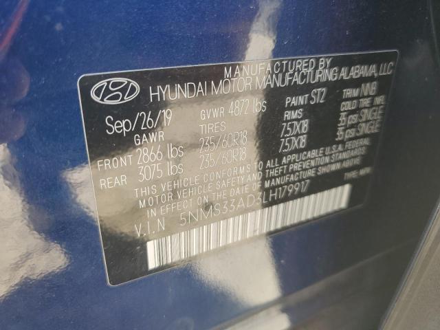 5NMS33AD3LH179917 - 2020 HYUNDAI SANTA FE SEL 蓝色 照片 14