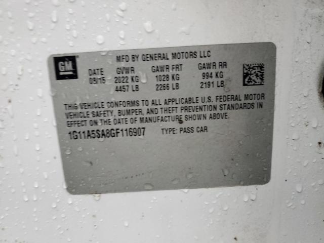 1G11A5SA8GF116907 - 2016 CHEVROLET MALIBU LIM LS WHITE photo 12