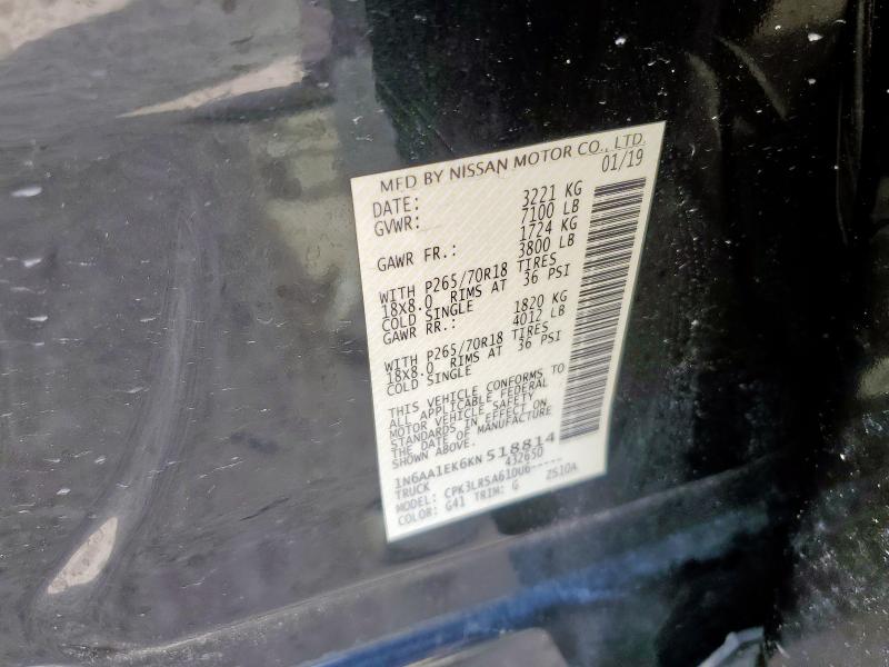 1N6AA1EK6KN518814 - 2019 NISSAN TITAN S შავი ფოტო 12