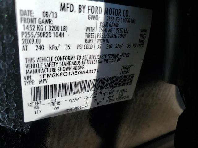 1FM5K8GT3EGA42171 - 2014 FORD EXPLORER SPORT Qara foto 14