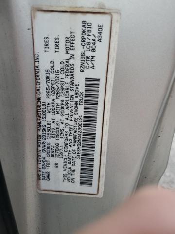 5TESM92N34Z390124 - 2004 TOYOTA TACOMA XTRACAB PRERUNNER ვერცხლისფერი ფოტო 12