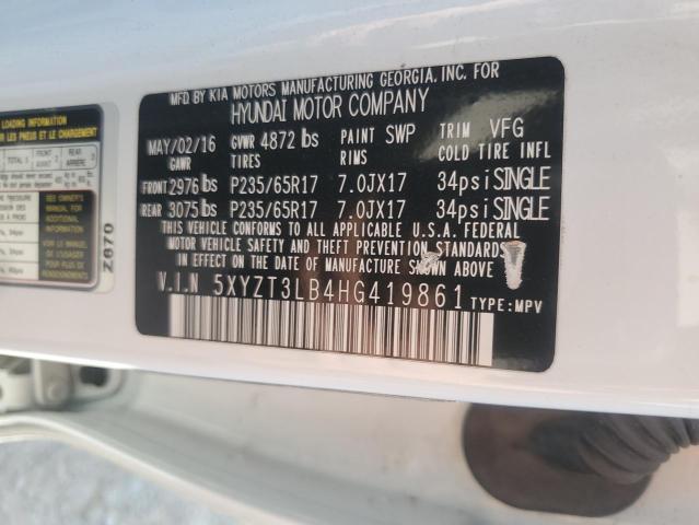 5XYZT3LB4HG419861 - 2017 HYUNDAI SANTA FE S WHITE photo 13