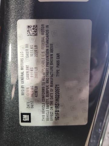 1G1FB1RS1H0200971 - 2017 CHEVROLET CAMARO LT ნაცრისფერი ფოტო 12