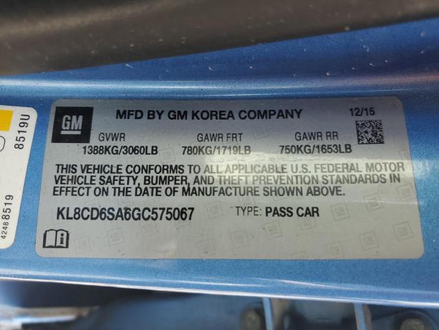 KL8CD6SA6GC575067 - 2016 CHEVROLET SPARK 1LT BLUE photo 12