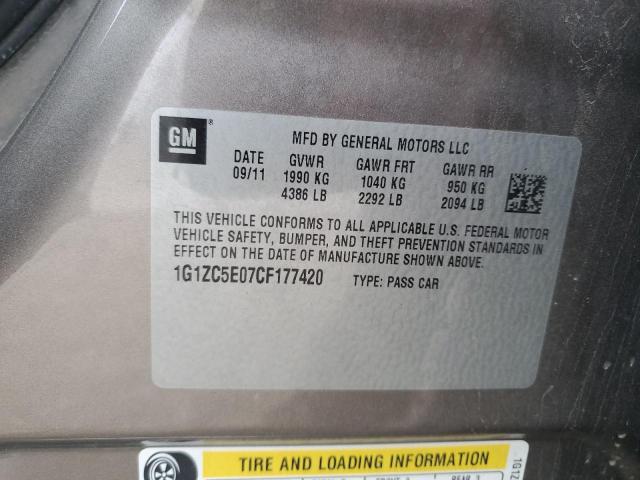 1G1ZC5E07CF177420 - 2012 CHEVROLET MALIBU 1LT ბეჟი ფოტო 12