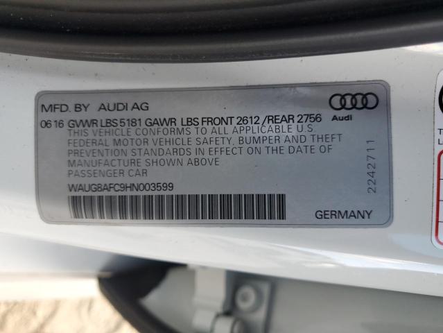 WAUG8AFC9HN003599 - 2017 AUDI A6 PREMIUM PLUS WHITE photo 12