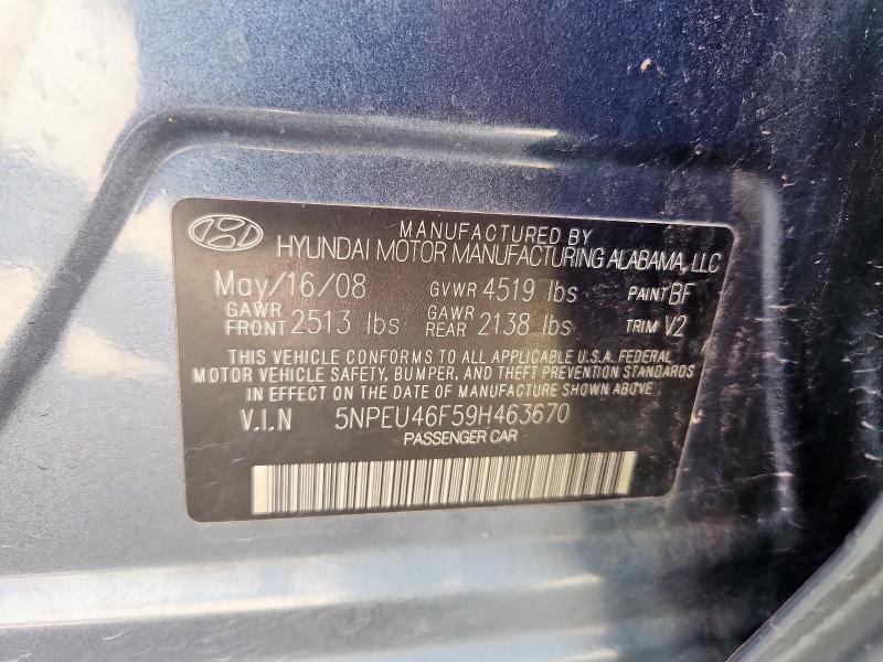 5NPEU46F59H463670 - 2009 HYUNDAI SONATA SE 灰色 照片 12