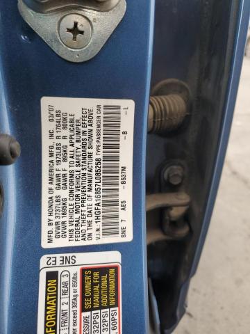 1HGFA16857L085258 - 2007 HONDA CIVIC EX BLUE photo 12