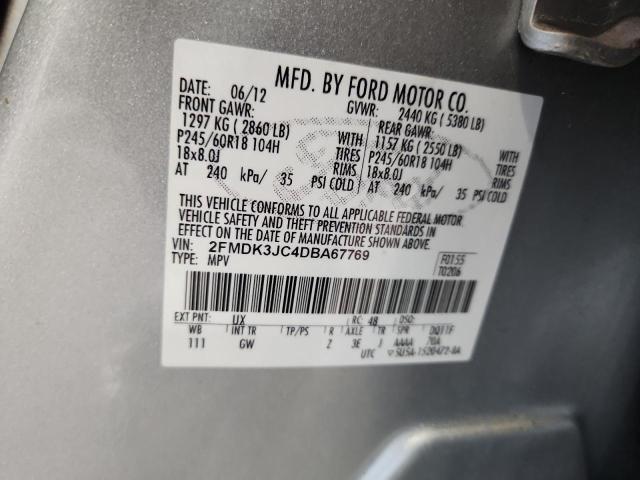 2FMDK3JC4DBA67769 - 2013 FORD EDGE SEL SILVER photo 13