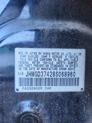 JHMGD37428S068960 - 2008 HONDA FIT BLACK photo 13