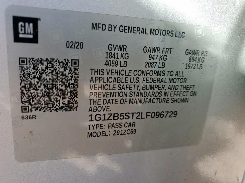 1G1ZB5ST2LF096729 - 2020 CHEVROLET MALIBU LS 银色 照片 13