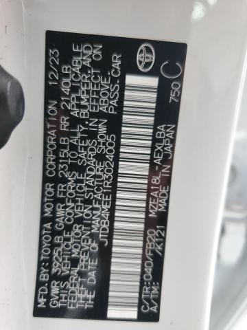 JTDB4MEE1R3024005 - 2024 TOYT COROLLA LE 白色 照片 12