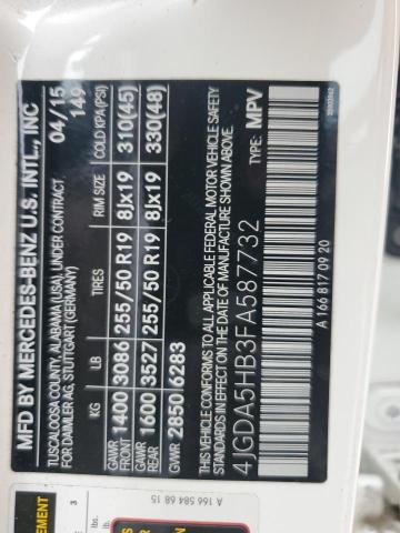 4JGDA5HB3FA587732 - 2015 MERCEDES-BENZ ML 350 4MATIC WHITE photo 13