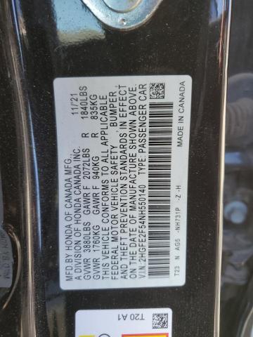 2HGFE2F54NH550140 - 2022 HONDA CIVIC SPORT Qara foto 12