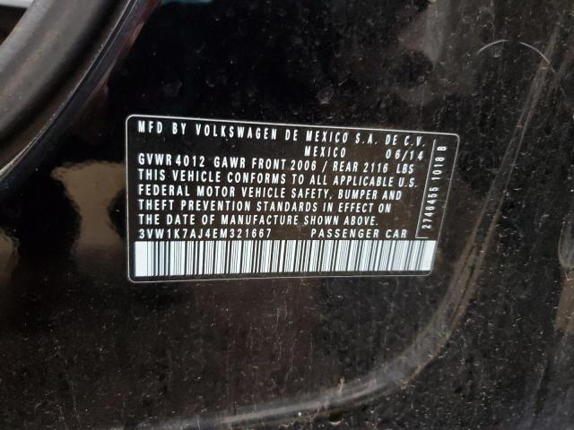 3VW1K7AJ4EM321667 - 2014 VOLKSWAGEN JETTA BASE BLACK photo 12